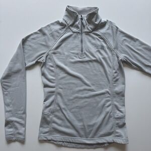 THE NORTH FACE 1/4 Zip Baselayer Sweatshirt XS Gray Smooth Face Grid Fleece